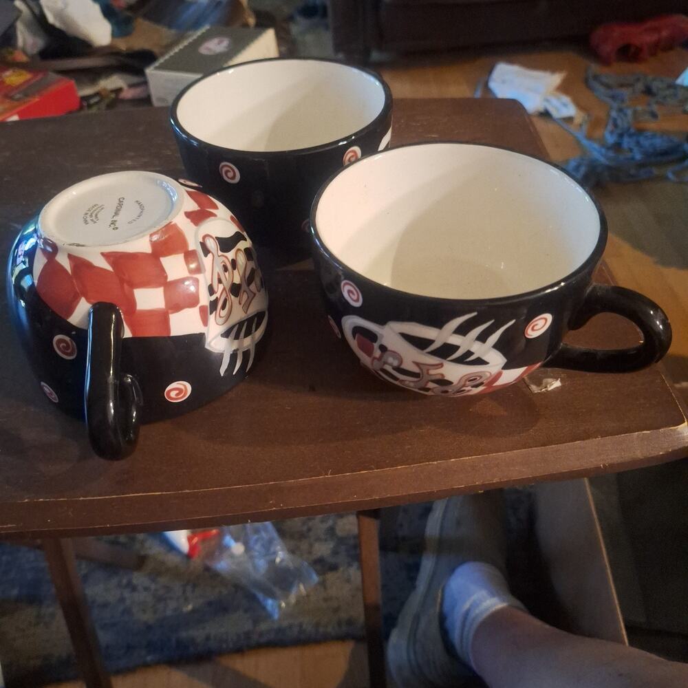 Handpainted Coffee Cup Collectible Ceramic Mug Set Of 3 Carnival Inc